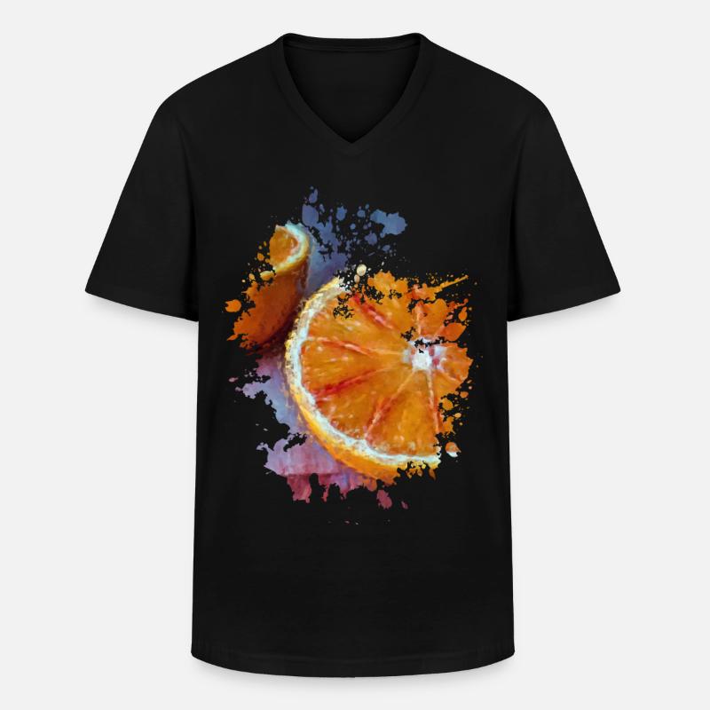 Orange - Männer-T-Shirt mit V-Ausschnitt - Schwarz