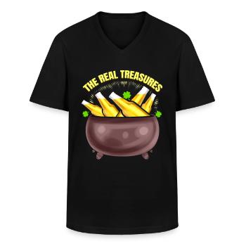 Beer Is The Real Treasure Pot Of Gold On St - Men's V-Neck T-Shirt - black - Front - AI Model Male 178 dark (178cm)