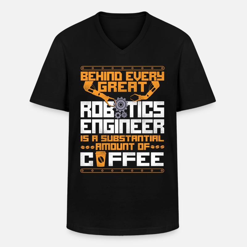 Robot Robotics Engineer Coffee - Männer-T-Shirt mit V-Ausschnitt - Schwarz