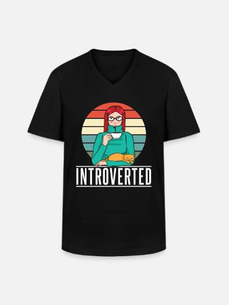 Introverted Sarcasm Introverted Shy - Men's V-Neck T-Shirt - black
