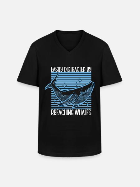 Whale Watchers - Men's V-Neck T-Shirt - black