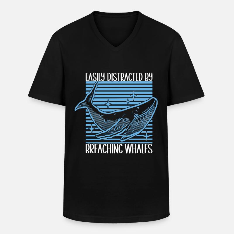 Wale Walbeobachter - Männer-T-Shirt mit V-Ausschnitt - Schwarz