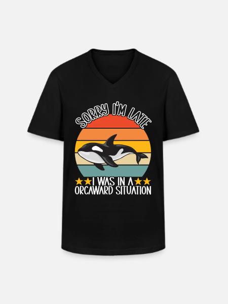 Whale Whale Watching Orca - Men's V-Neck T-Shirt - black