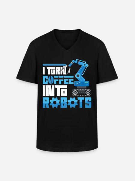 Robot Robotics Engineer Coffee I - Men's V-Neck T-Shirt - black
