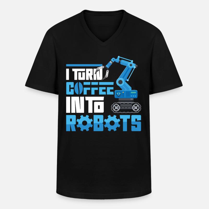 Robot Robotics Engineer Coffee I - Men's V-Neck T-Shirt - black