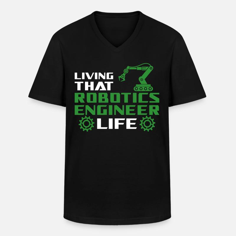 Robot Robotics Engineer Living - Männer-T-Shirt mit V-Ausschnitt - Schwarz