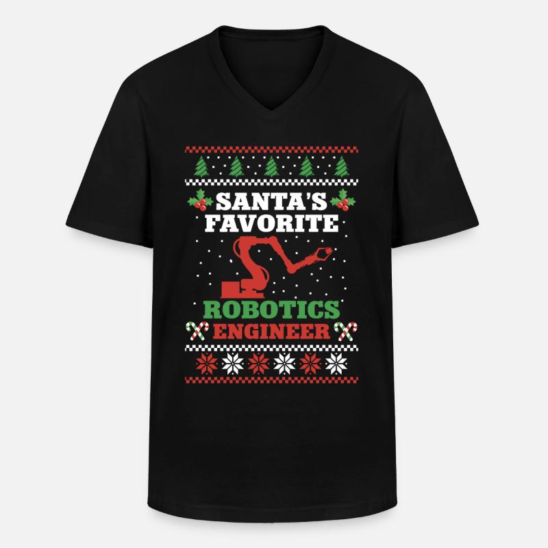 Robot Robotics Engineer Christmas - Men's V-Neck T-Shirt - black