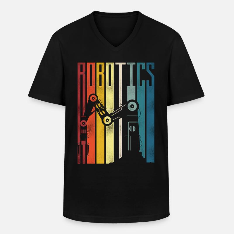 Robot Robotics Engineer Retro - Men's V-Neck T-Shirt - black
