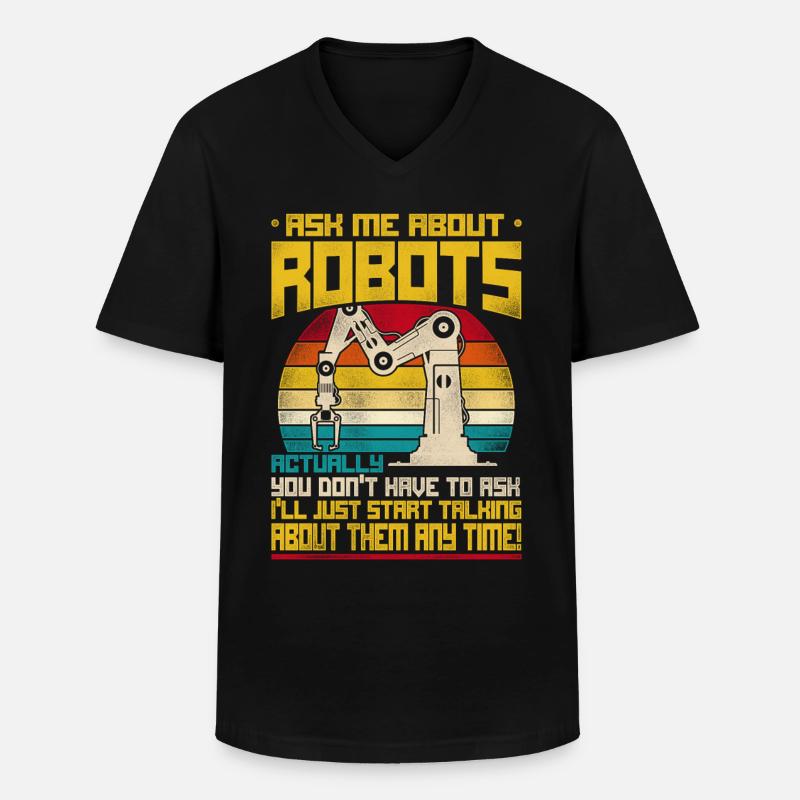 Robot Robotics Engineer Retro - Männer-T-Shirt mit V-Ausschnitt - Schwarz