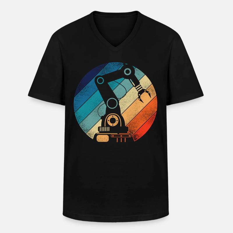 Robot Robotics Engineer Retro - Männer-T-Shirt mit V-Ausschnitt - Schwarz