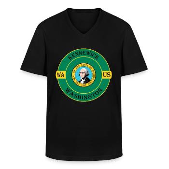 Kennewick Washington Flagge USA Souvenir Abzeichen - Männer-T-Shirt mit V-Ausschnitt - Schwarz - Vorne - AI Model Male 178 dark (178cm)