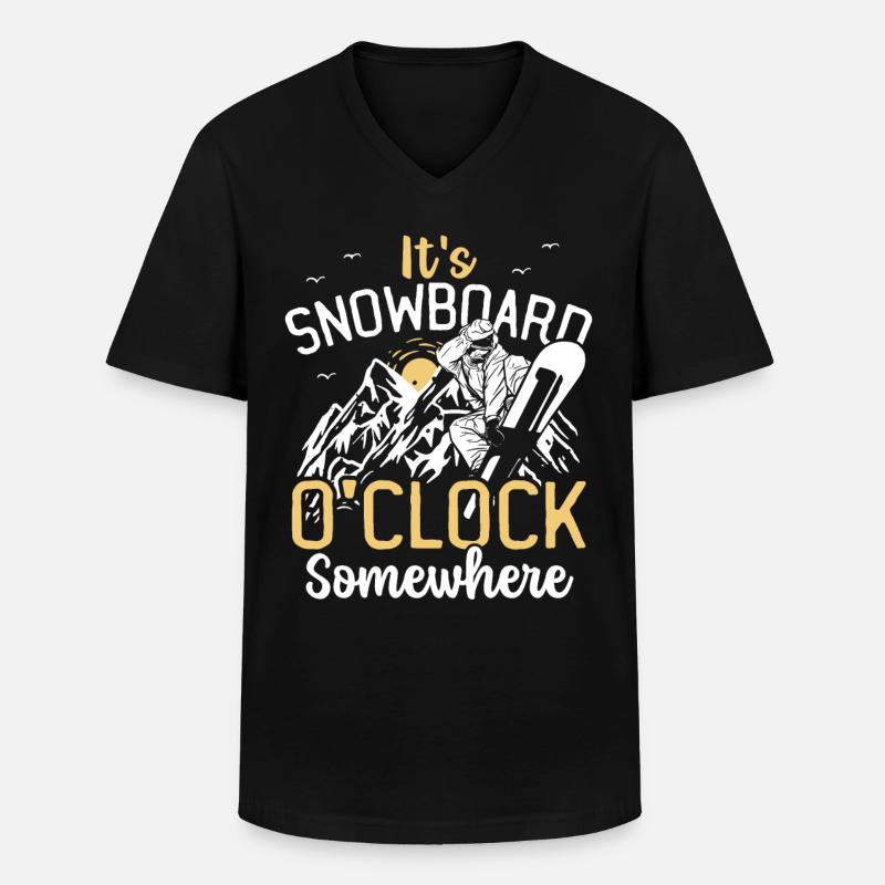 It's Snowboard O'Clock Somewhere Snowboarding - Männer-T-Shirt mit V-Ausschnitt - Schwarz