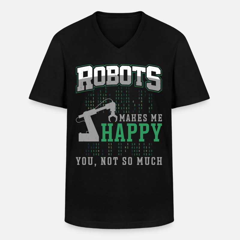 Robot Robotics Engineer Robots - Männer-T-Shirt mit V-Ausschnitt - Schwarz