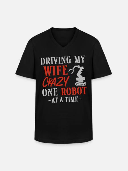 Robot Robotics Engineer Wife - Männer-T-Shirt mit V-Ausschnitt - Schwarz