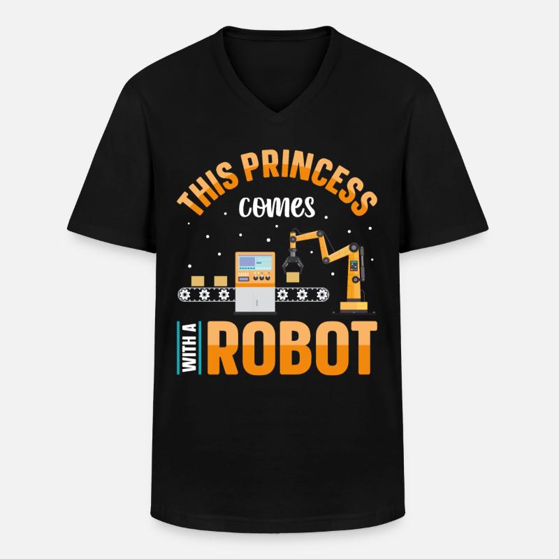 Robot Robotics Engineer Female - Männer-T-Shirt mit V-Ausschnitt - Schwarz