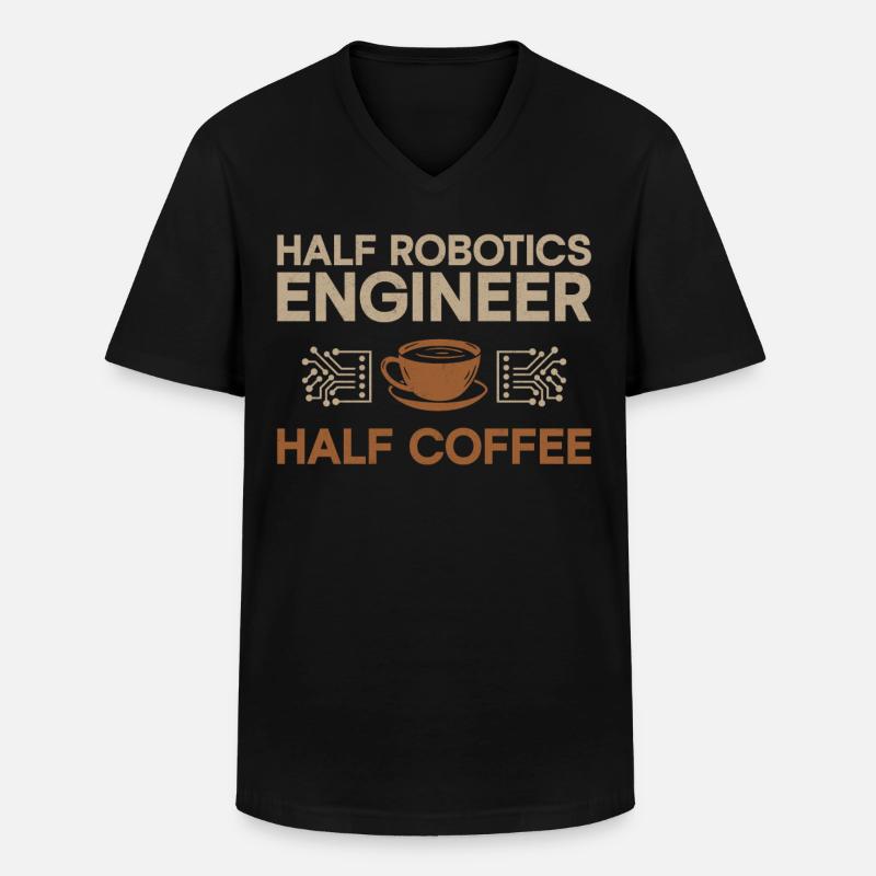 Robot Robotics Engineer Coffee - Männer-T-Shirt mit V-Ausschnitt - Schwarz