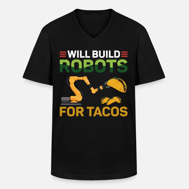 Robot Robotics Engineer Taco Will - Männer-T-Shirt mit V-Ausschnitt - Schwarz