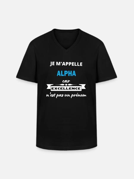 Je m'appelle excellence Alpha - T-shirt col V Homme - noir
