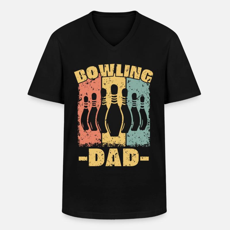 Bowling Papa retro - Männer-T-Shirt mit V-Ausschnitt - Schwarz