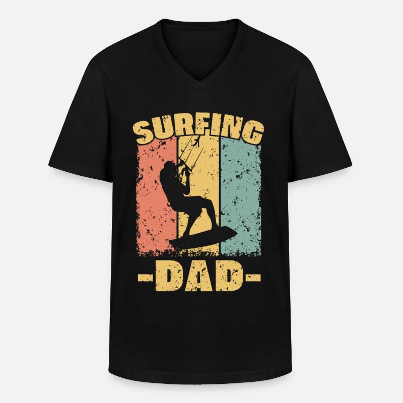Kitesurfen Papa Retro - Männer-T-Shirt mit V-Ausschnitt - Schwarz