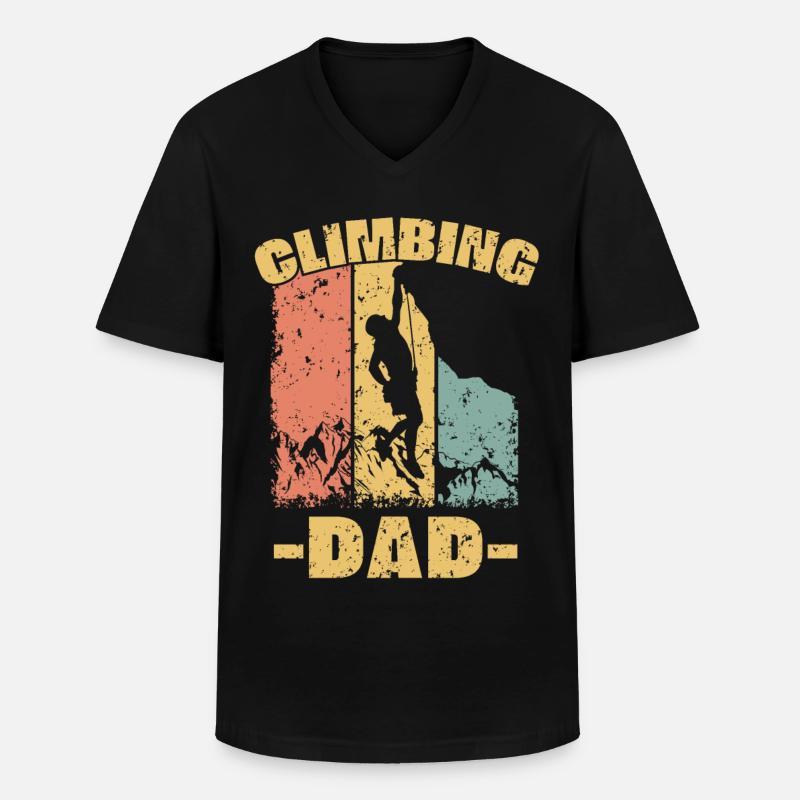 Klettern Papa retro - Männer-T-Shirt mit V-Ausschnitt - Schwarz