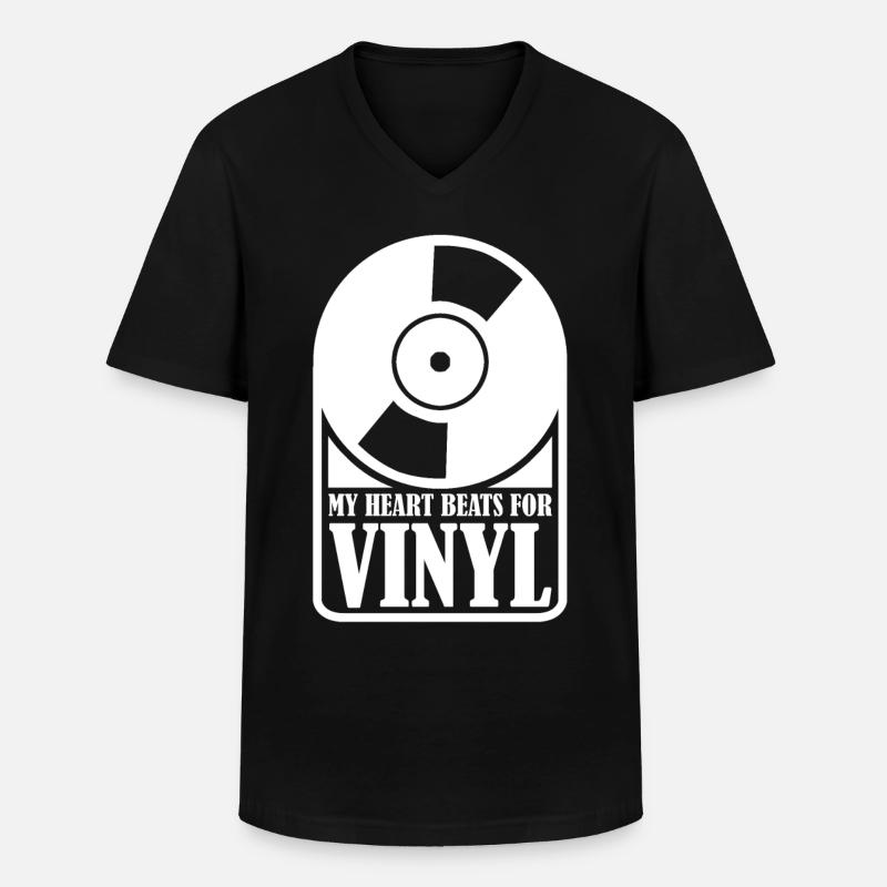 Vinyl Schallplatte Schallplatten - Männer-T-Shirt mit V-Ausschnitt - Schwarz