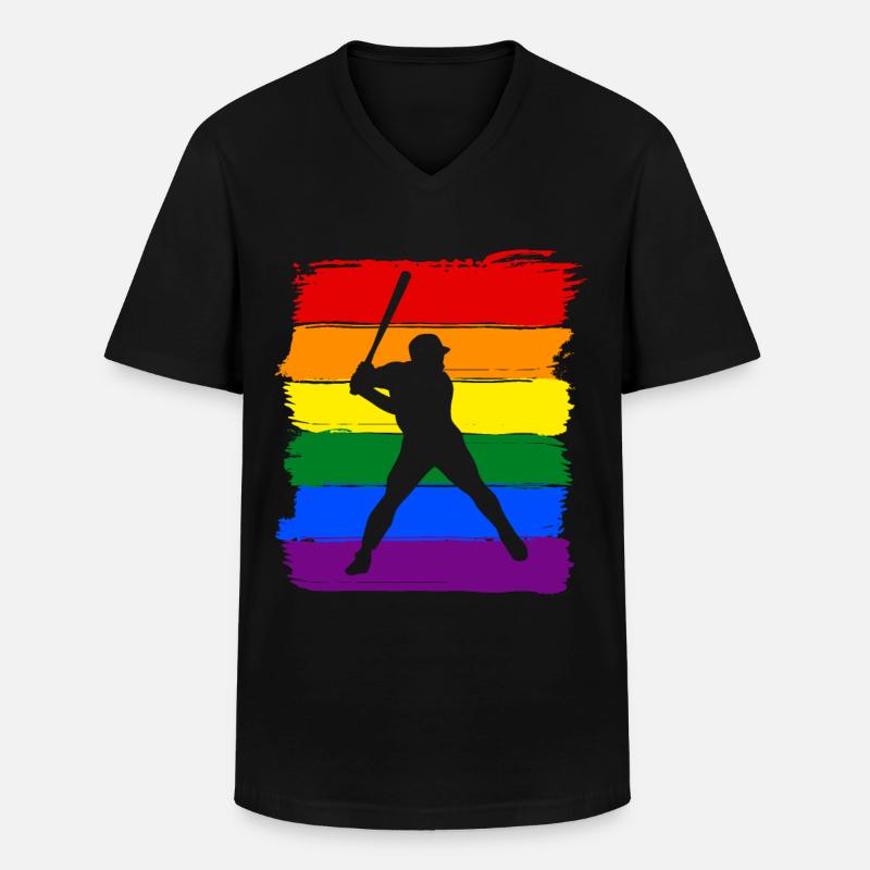 Baseball LGBT Pride - Männer-T-Shirt mit V-Ausschnitt - Schwarz