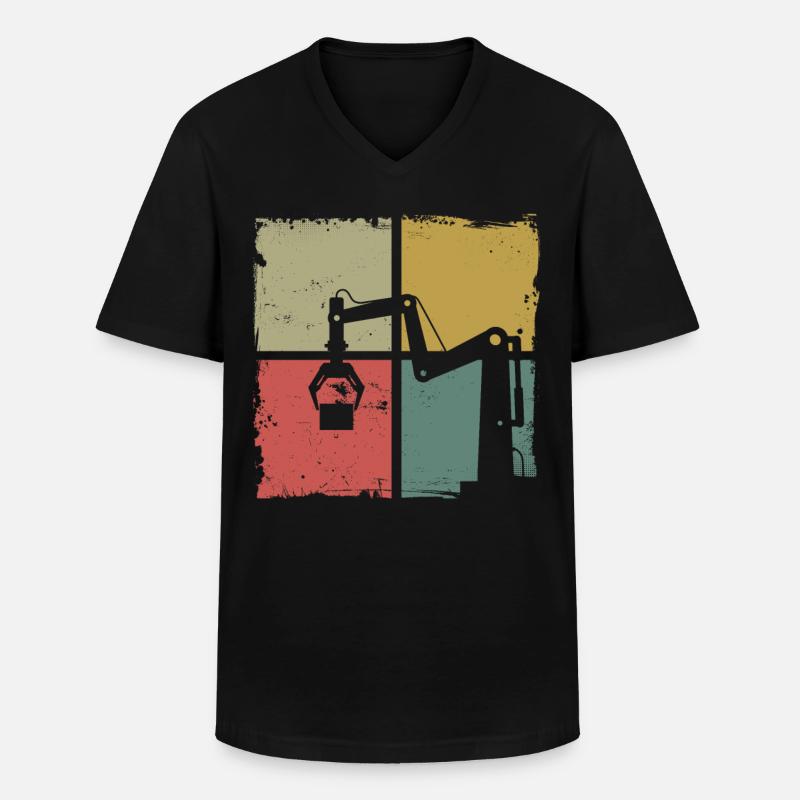 Robot Robotics Engineer Retro - Männer-T-Shirt mit V-Ausschnitt - Schwarz