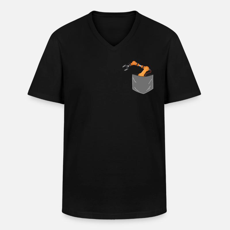 Robot Robotics Engineer Pocket - Männer-T-Shirt mit V-Ausschnitt - Schwarz