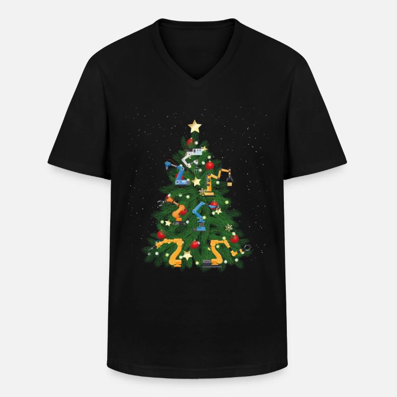 Robot Robotics Engineer Christmas - Männer-T-Shirt mit V-Ausschnitt - Schwarz