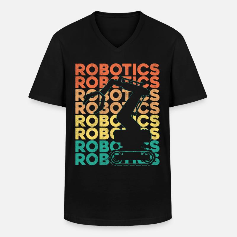 Robot Robotics Engineer Retro - Männer-T-Shirt mit V-Ausschnitt - Schwarz