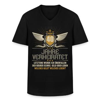 40 Jahre verheiratet zynisch 40.Hochzeitstag - Männer-T-Shirt mit V-Ausschnitt - Schwarz - Vorne - AI Model Male 178 dark (178cm)