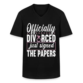 Divorce Divorcé - T-shirt col V Homme - noir - Devant - AI Model Male 178 dark (178cm)