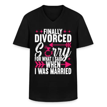 Divorce Divorcé - T-shirt col V Homme - noir - Devant - AI Model Male 178 dark (178cm)
