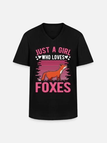 Fox Girl Gift - Men's V-Neck T-Shirt - black