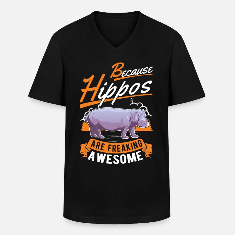 Nilpferd Geschenk Hippo Flusspferd - Männer-T-Shirt mit V-Ausschnitt - Schwarz