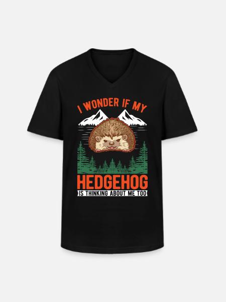 Igel Geschenk Stacheligel - Männer-T-Shirt mit V-Ausschnitt - Schwarz