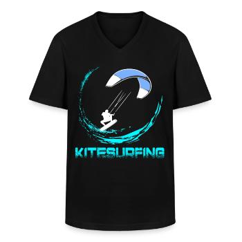 Kitesurfing - Männer-T-Shirt mit V-Ausschnitt - Schwarz - Vorne - AI Model Male 178 dark (178cm)