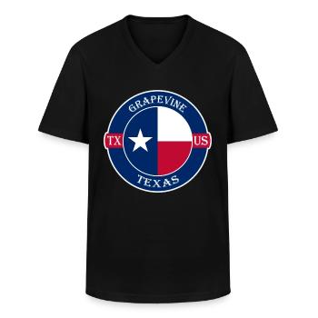 Grapevine Texas Flagge USA Reise Souvenir Abzeichen - Männer-T-Shirt mit V-Ausschnitt - Schwarz - Vorne - AI Model Male 178 dark (178cm)