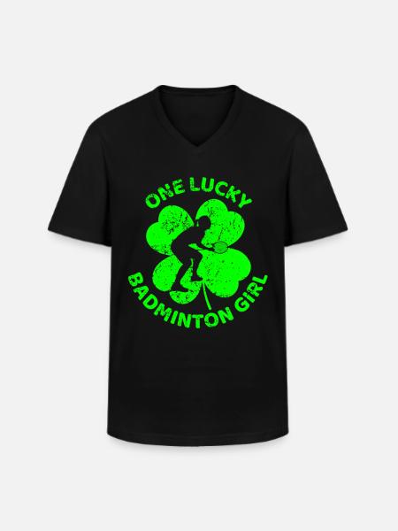 Badminton St. Patrick's day shamrock - Men's V-Neck T-Shirt - black