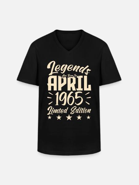 Født i 1965 Fødselsdagsgave 1965 - Klassisk herre T-shirt med V-udskæring - sort