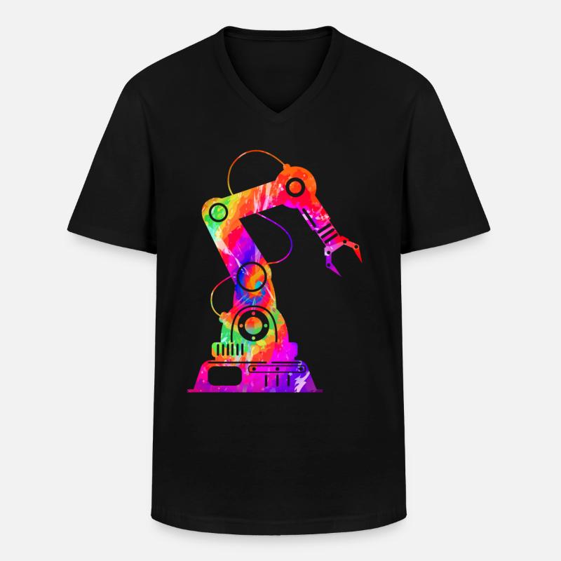 Robot Robotics Engineer Tie Dye - Männer-T-Shirt mit V-Ausschnitt - Schwarz