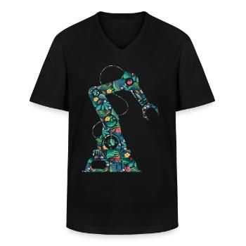 Robot Robotics Engineer Flower - Männer-T-Shirt mit V-Ausschnitt - Schwarz - Vorne - AI Model Male 178 dark (178cm)