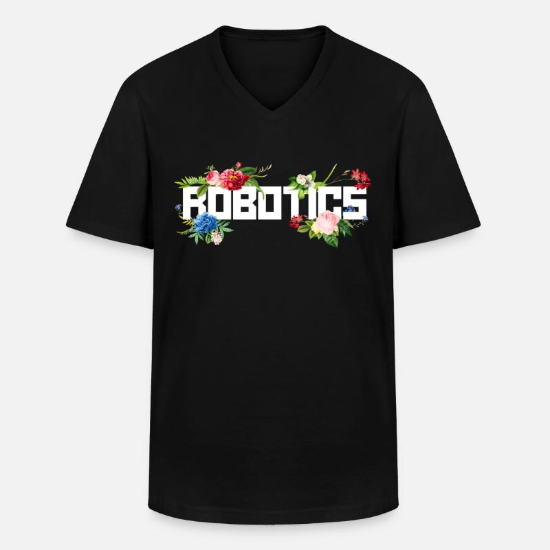 Robot Robotics Engineer Flower - Männer-T-Shirt mit V-Ausschnitt - Schwarz