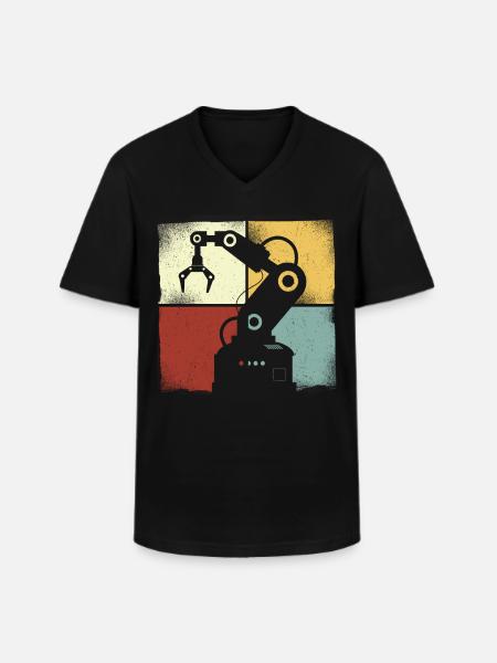 Robot Robotics Engineer Retro - Men's V-Neck T-Shirt - black