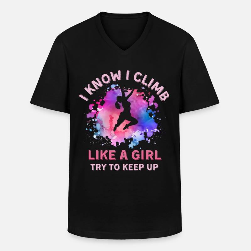 Frauen Klettern Mädchen - Männer-T-Shirt mit V-Ausschnitt - Schwarz