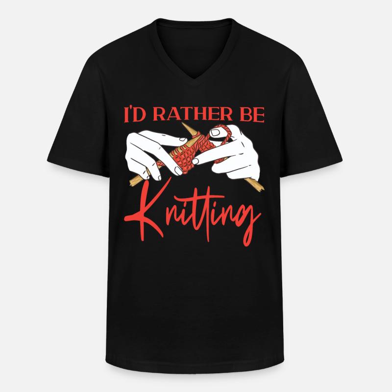 Knitting Knitter I'd Rather Be - Männer-T-Shirt mit V-Ausschnitt - Schwarz