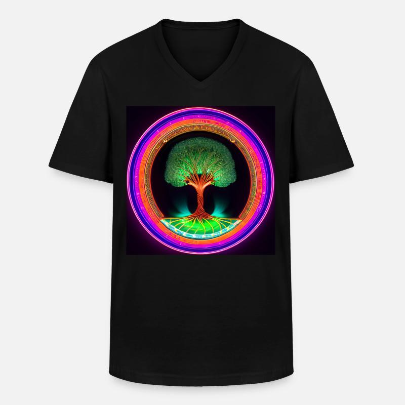 Lebensbaum Anhänger - Männer-T-Shirt mit V-Ausschnitt - Schwarz