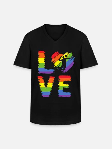 Volleyball LGBT Pride - Men's V-Neck T-Shirt - black