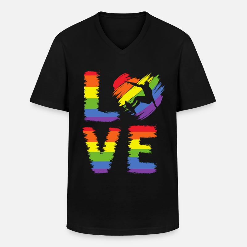Surfen LGBT Pride - Männer-T-Shirt mit V-Ausschnitt - Schwarz